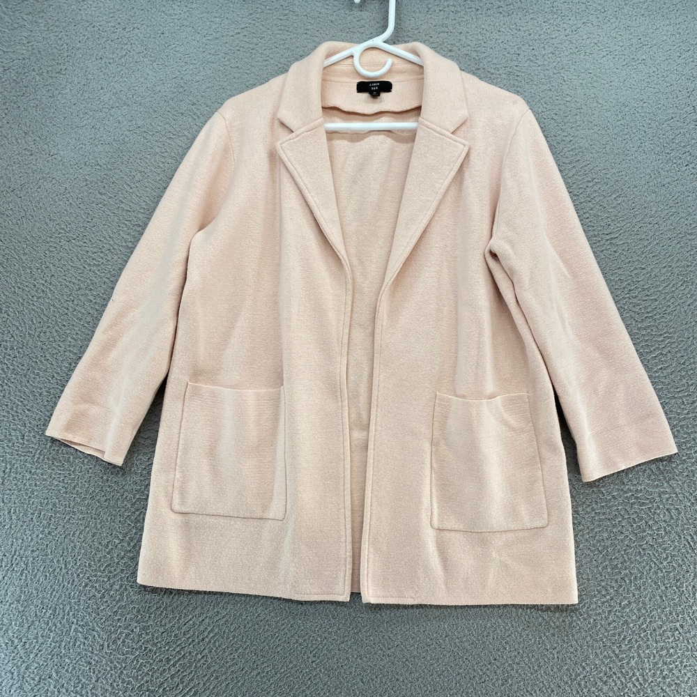 J. Crew Sweater Blazer Womens Medium Patch Pockets Pink Office 365 Open Front